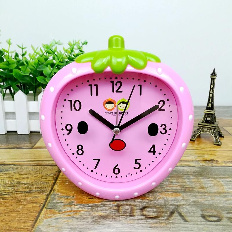 Children's creative red strawberry small alarm clock student lazy alarm clock simple cute silent boy and girl time