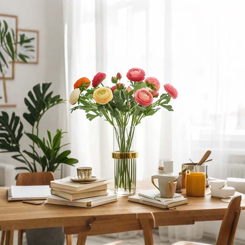 Imitation Flower Flocking with 2 Heads Peony for Home Decoration Artificial Flower Dew Lotus