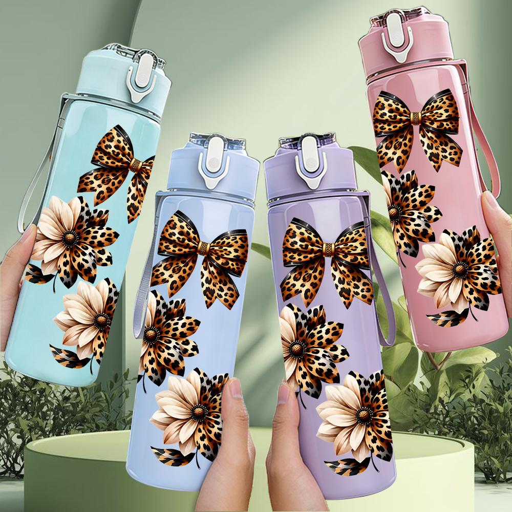 1PC Multi Butterfly Floral Graphic,750ml Color Plastic Sports Water Bottle,Leakproof Flip Straw Lid,Suitable for Sports Office Home Use