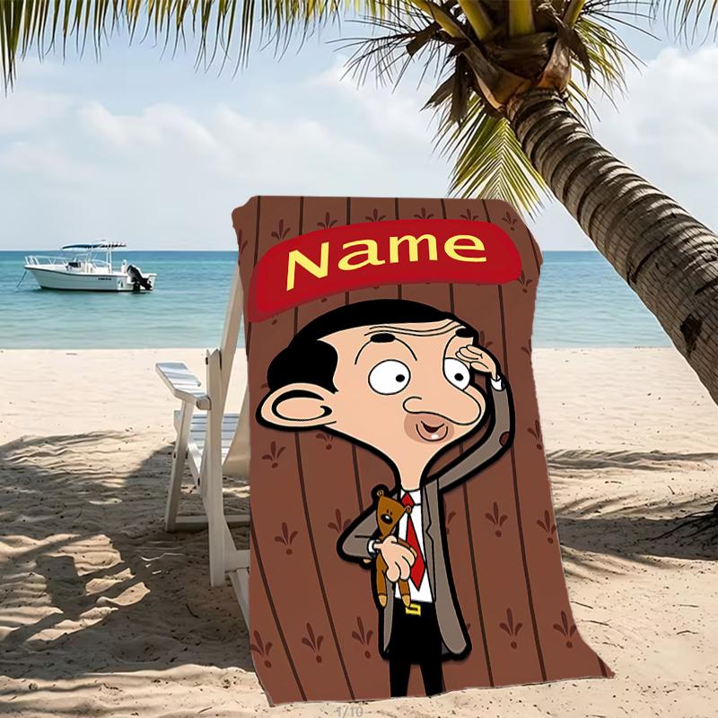 Customizable personalized beach towels Mr. Bean themed designs.Suitable for the beach, yoga, sports;ideal as beach accessories