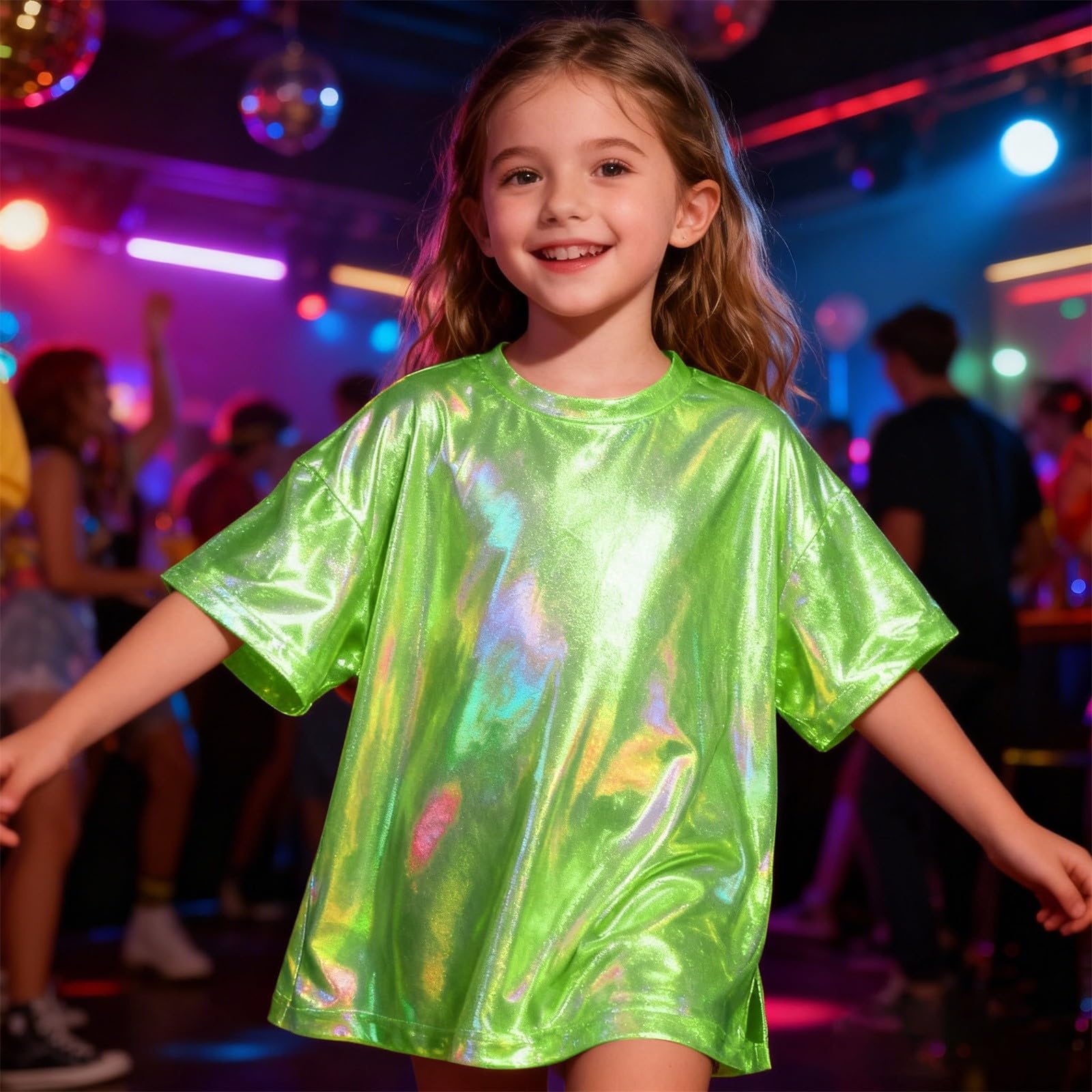 Vianna Carnaval Pailletten Festival Meisje Jongen Hip-hop Glanzende Ronde Hals Disco Dans Pailletten Top 100 groen