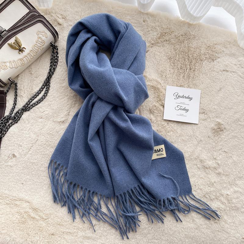 Solid color imitation cashmere scarf women's winter men's couple shawl dual-purpose warm long thickened