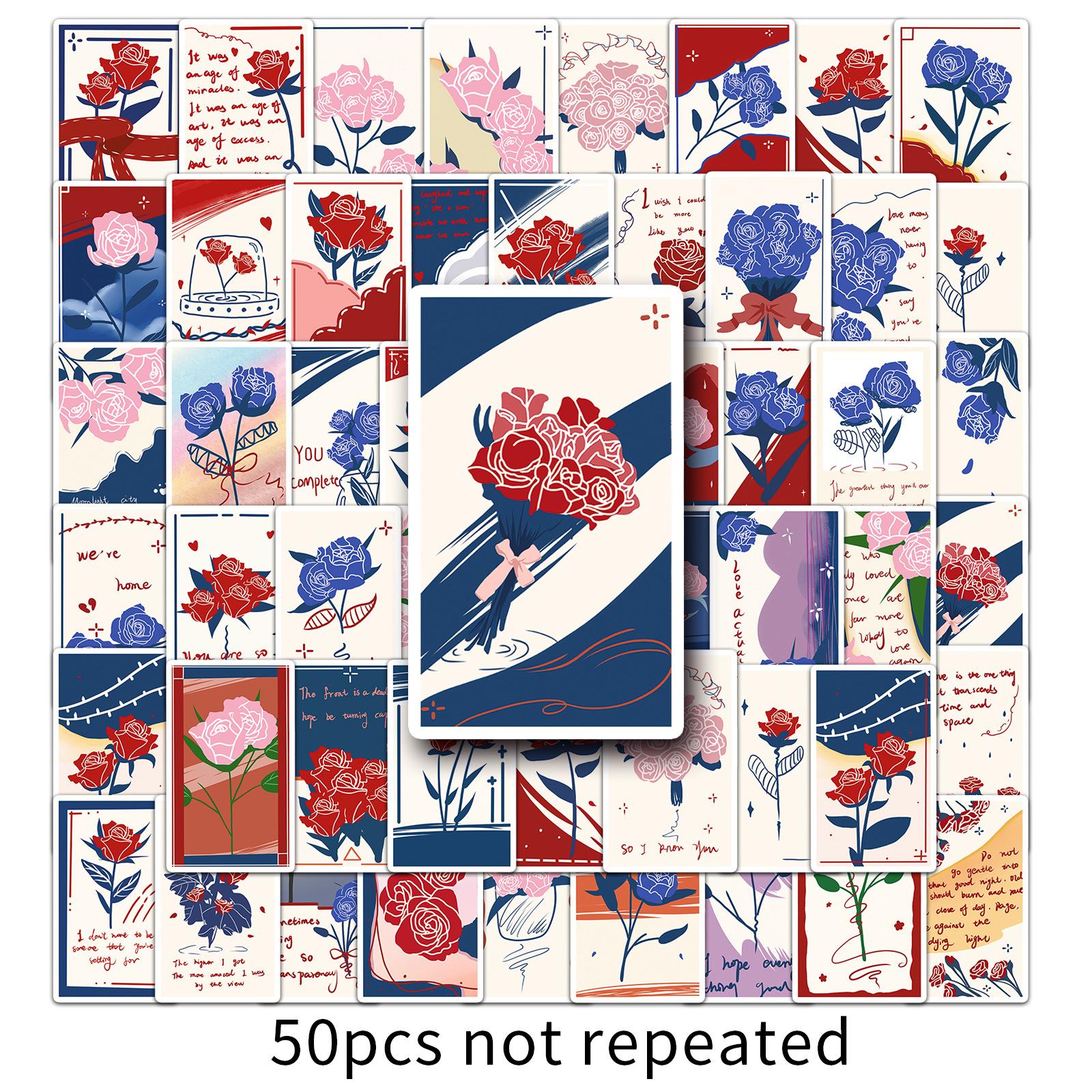 

50 Закладок с цветами, Персонализированные граффити, Ручная роспись, Ретро, Арт-деко, Чехол для мобильного телефона, Наклейки для чемодана, Водонепроницаемые