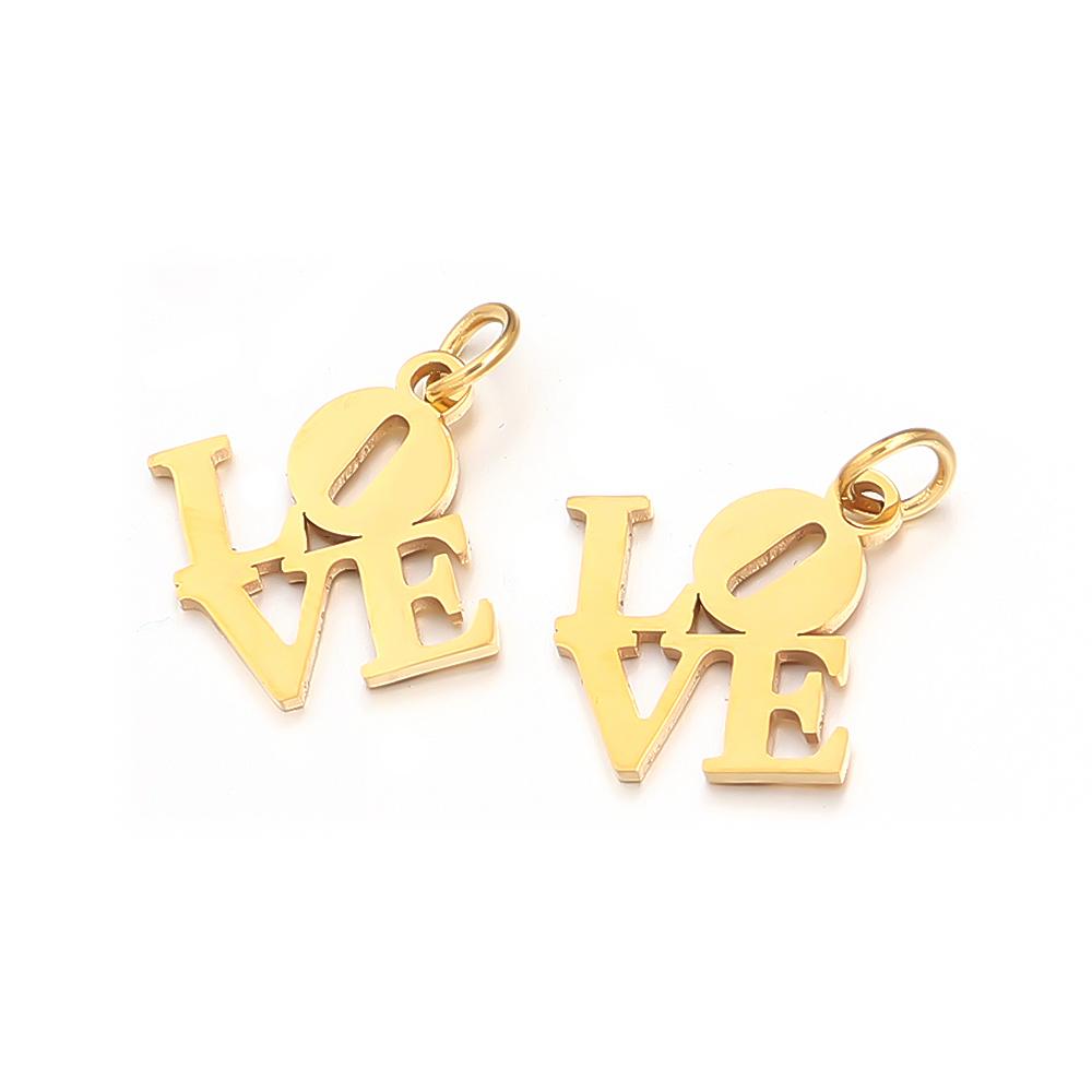 2pcs/lot Stainless Steel Love Charms Classic Polish Charms Pendants For Jewelry Making DIY Handmade Necklace Pendant Accessories