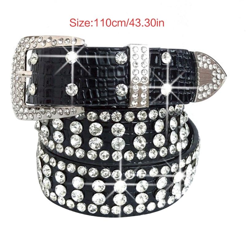 Bling Rhinestone Belt Studded Rhinestone Belt for Jeans Fashion Cowgirl Western Jeans Belt Rhinestone Waistband Belt