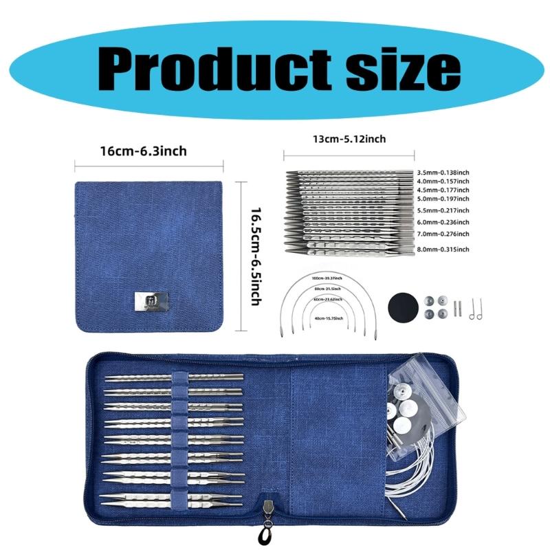 Circular Knitting Needle Set Short Square Knitting Needle Interchangeable Circular Needle Size 3.5mm-8.0mm Knitting Tool