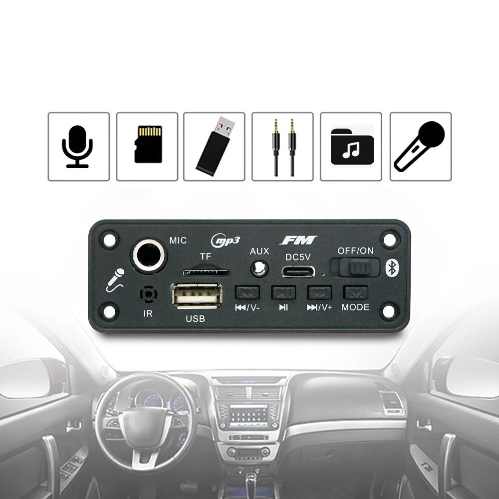 

FM Radio Module Decoder Board Wireless Bluetooth FM Radio Module MP3 чорний