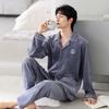 Autumn And Winter Pajamas Men'S Coral Fleece Thickened Fleece Spring And Autumn Warm Thin Island Fleece Large Size Loungewear Set