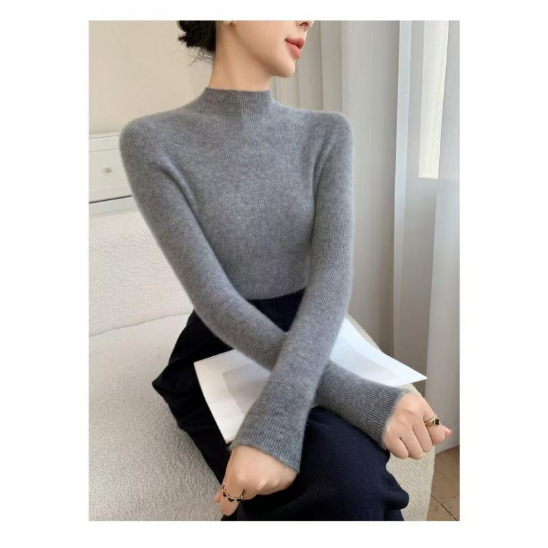 Womens Slim Fit Cashmere Wool Blend Sweater Half Turtleneck Fall Winter Versatile Basic Top