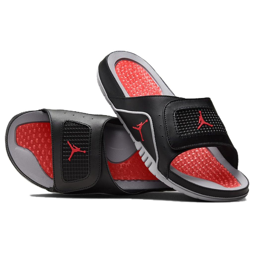 Air Jordan Hydro 4 Retro Slide Zwart Cement Heren Sneakers Cementgrijs Vuurrood 532225-060