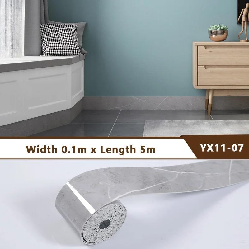 

1PC 5m/196.85inch Marble Self-adhesive Border Floor Stickers for Living Room Skirting Line Waterproof Vinyl Waist Line Wallpaper