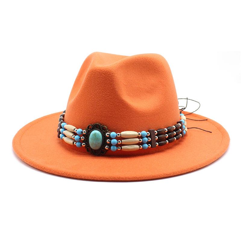 Jazz Hat Woolen Imitation Wool Felt Hat Neutral Versatile Top Hat Men'S And Women'S Cowboy Hats