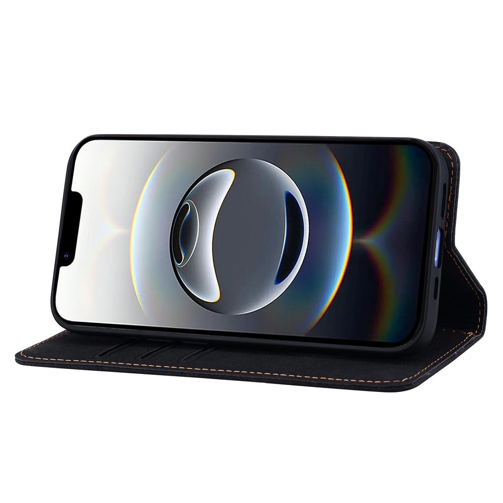 For iPhone 16e Case Lines Pattern Wallet Leather Phone Cover with Strap