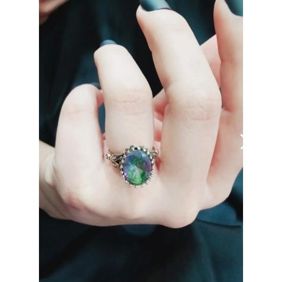 

Антиалергічна мідна каблучка з натуральним каменем Mystic Topaz, 100% натуральна чиста мідь