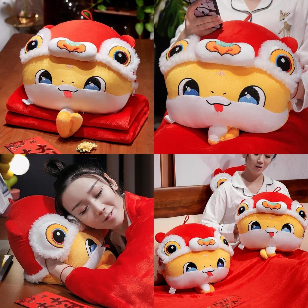Chinese Year New Snake Hand Warmer Pillow Blanket Plush Toy Winter Stuffed Doll