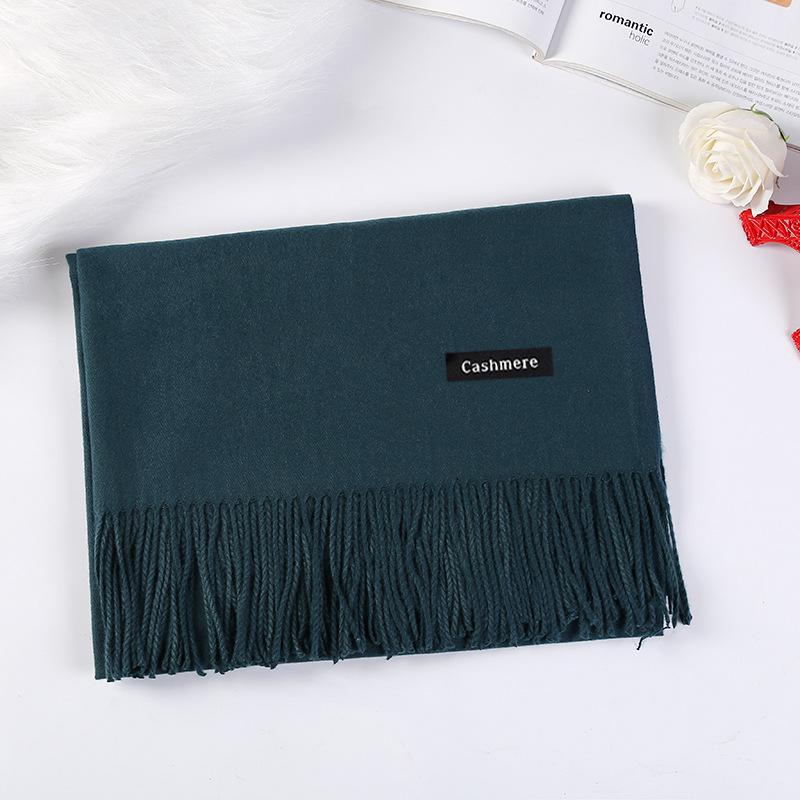 High-End Unisex Winter Red Scarf: Solid Color Imitation Cashmere Shawl & Neck Warmer