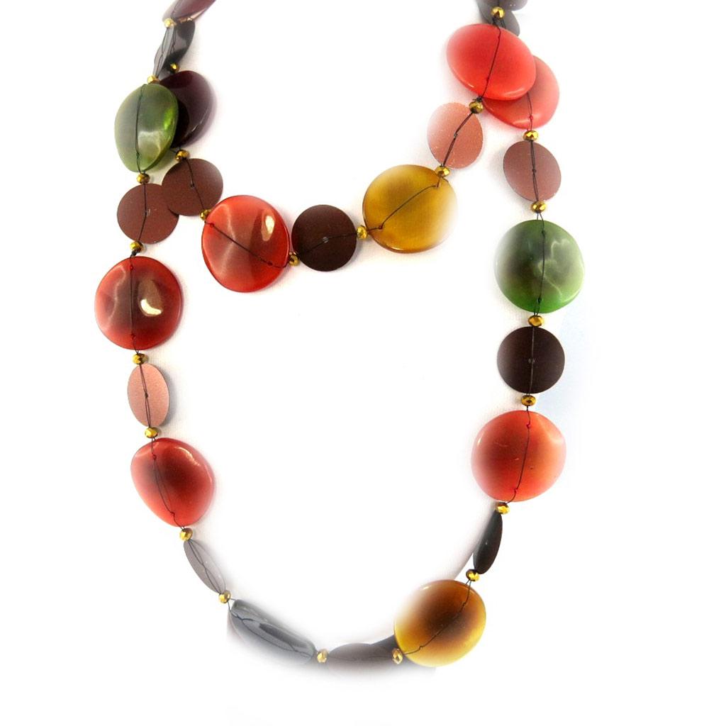Les Trésors De Lily [L6999] - 'Kilimanjaro' Orange Brown Designer Necklace