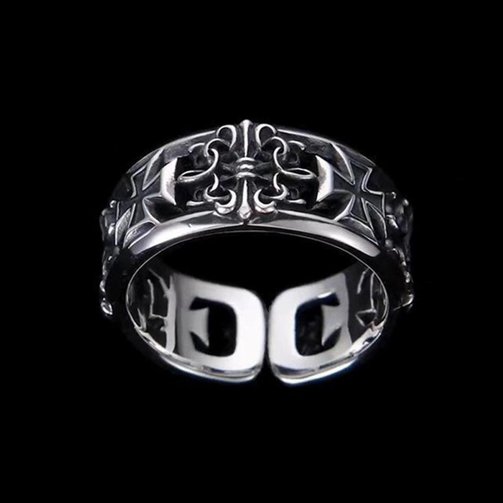 Men's Vintage Cross Open Ring Gothic Punk Style Retro Hip-Hop Punk Adjustable Finger Ring Gift for Friends Lover