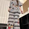 Korean Version of Internet Celebrity Cartoon Print Short-sleeved Lazy Pajamas Women's Summer Ice Silk Thread New Loungewear Set
