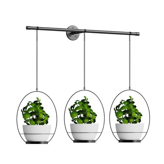 1 Set Hanging Flower Pots Wall Mounted Plant Hanger Hanging Planter Set Includes Metal Rod 3 Planters Ropes for Windows Ceilings Walls Garden Decor
