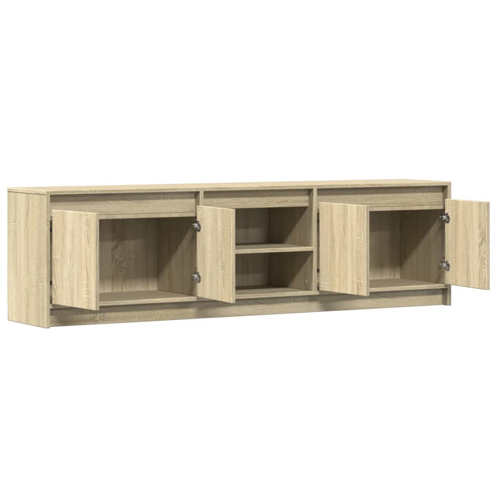 TV Stand with LED Lighting Sonoma Oak Finish 180 x 34 x 50 cm