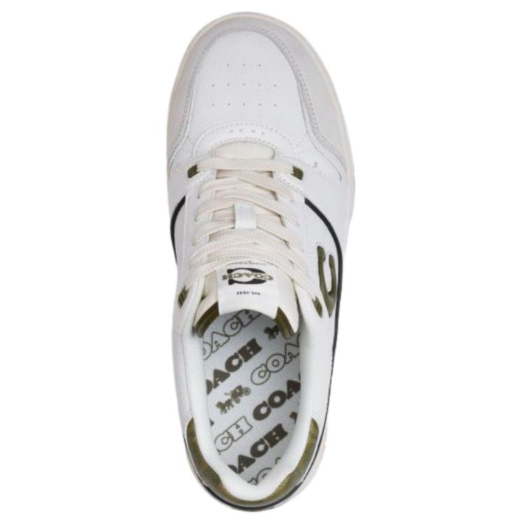 Coach Soho Cowhide Leather Round Toe Lace-Up Low-Top Sneakers Women sneakers White Green CCI28-YFV
