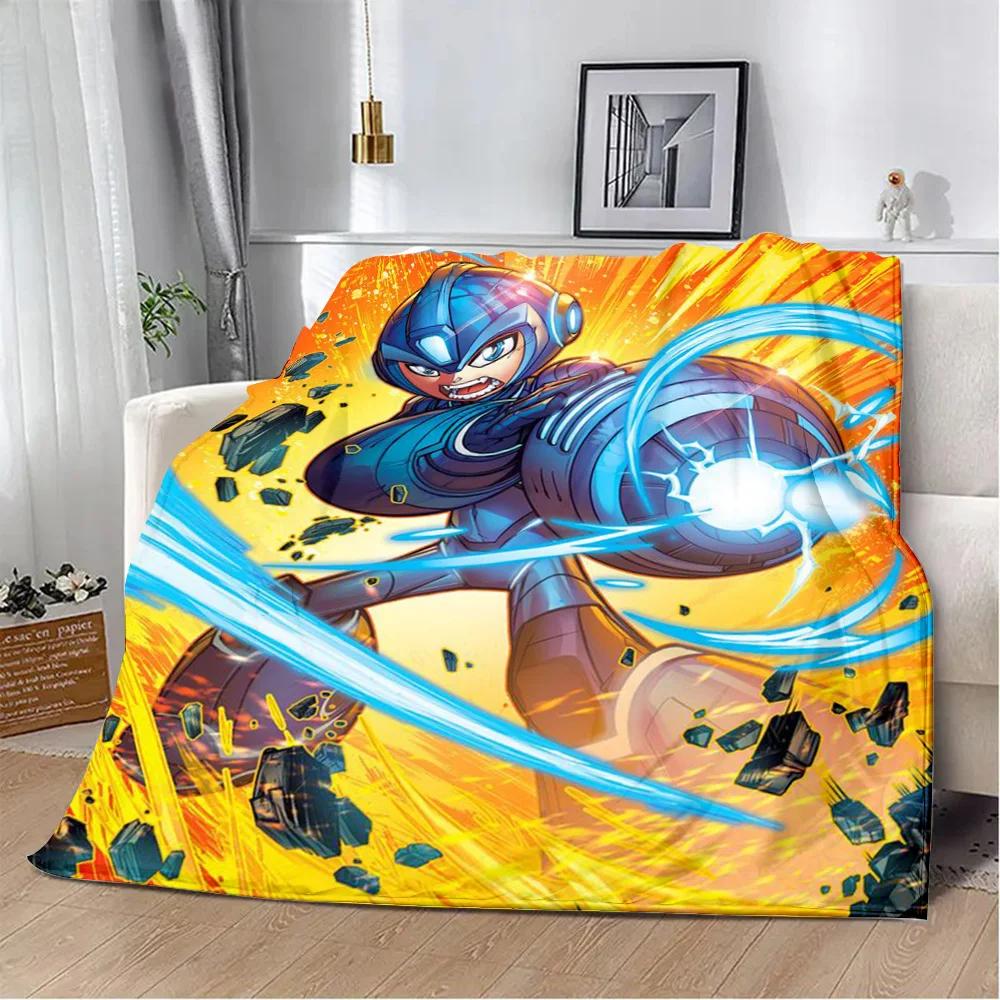 Cartoon Rockman Game Megaman Printed Blanket Picnic Blankets Warm Blanket Soft and Comfortable Blanket Home Travel Birthday Gift