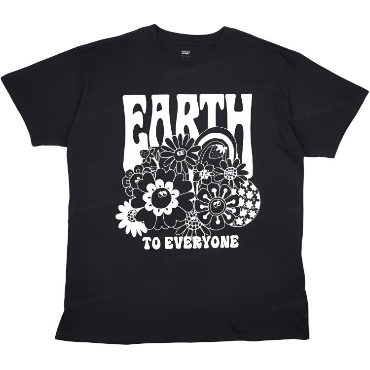 

Levis Letter Plant Floral Print Round Neck Pullover Loose Shoulder Short Sleeve T-Shirt Men T-Shirts Gray 17467-0019 S