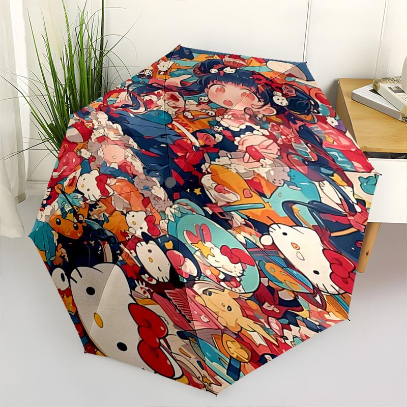 

1pc Hello Kitty Automatic Opening/Closing Umbrella with Foldable Design, 8-Bone Iron Frame Outdoor Umbrella - Perfect Gift for Fans, Travelers, Everyd