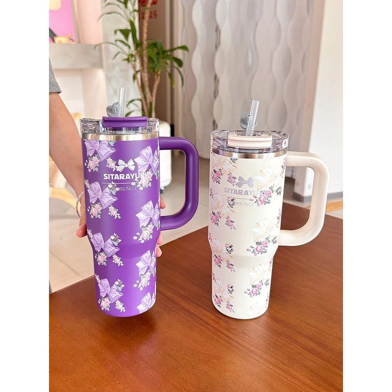 Large Capacity Thermos Cup for Women, Office Coffee Cup, Ice Cup, Straw Water Cup, Giant High-Value Cup