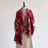 Women Cashmere Scarf Winter Paisley Patterned Thick Warm Blanket Scarf Cashew Flower Scarves Fashionable and Luxurious