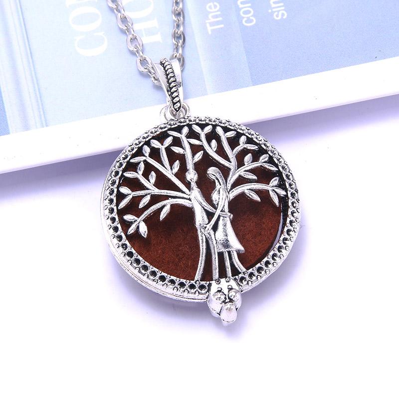 Aromatherapy Necklace Tree of Life Diffuser Jewelry Vintage Open Locket Pendant Essential Oil Perfume Aroma Diffuser Necklace