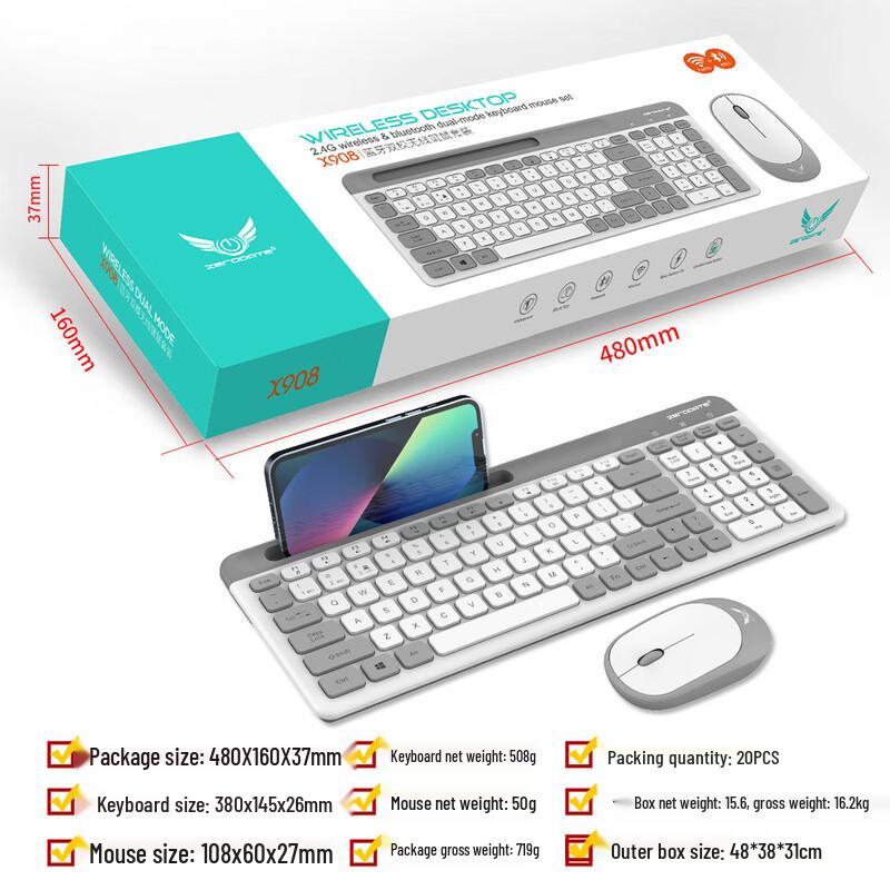 X908 Bluetooth Wireless Dual-Mode Keyboard & Mouse Combo