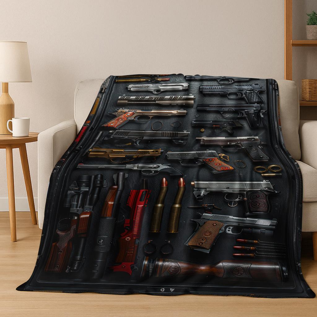 Wood Metal Gun Case Box Military Equipment Flannel Blanket,Cozy Soft Throw Blanket for Home Bedroom Bed Sofa Picnic Cover Gift