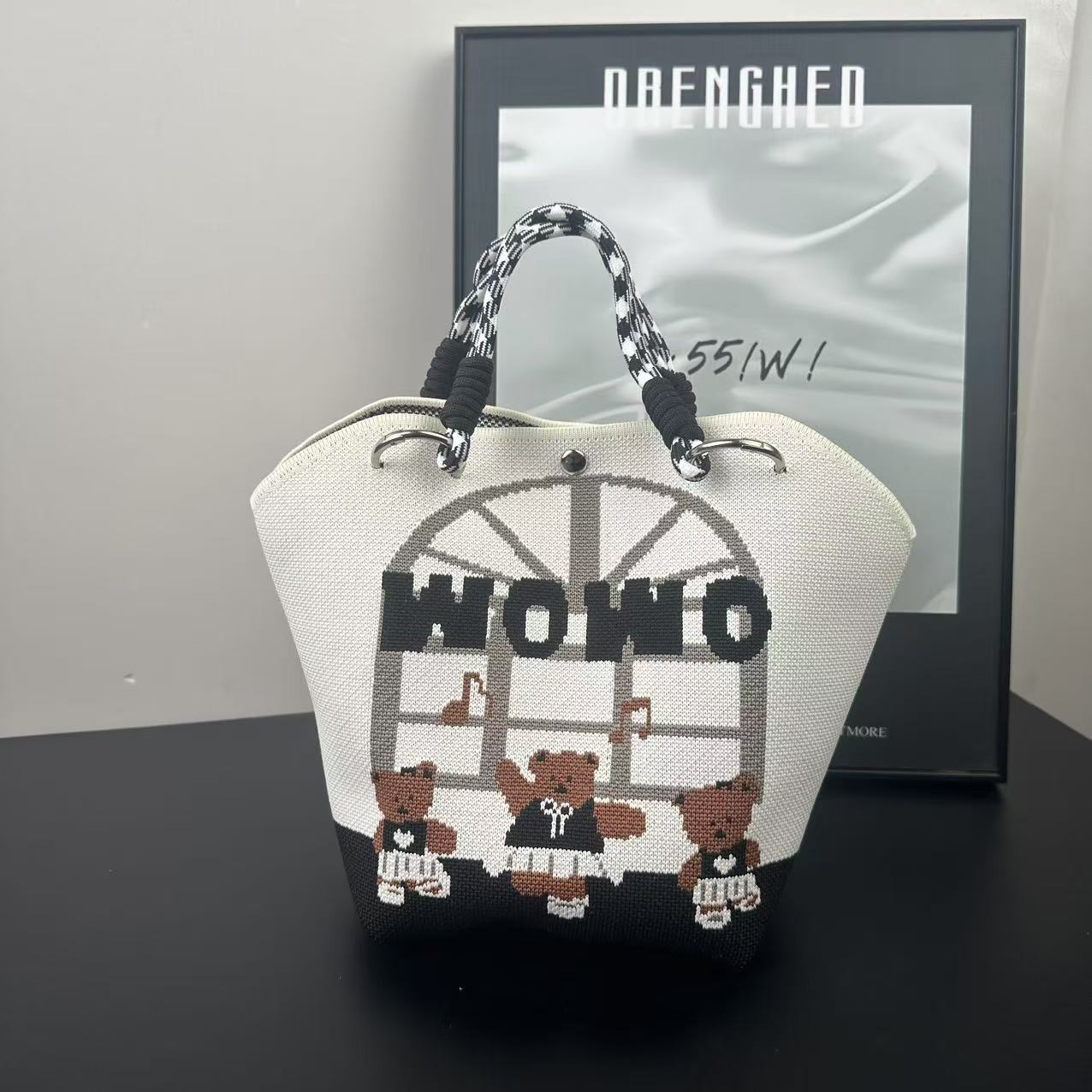 

Нишевый дизайн Сумка-корзина для овощей Высококлассная вязаная сумка Повседневная универсальная Большая вместимость Плетеная сумка