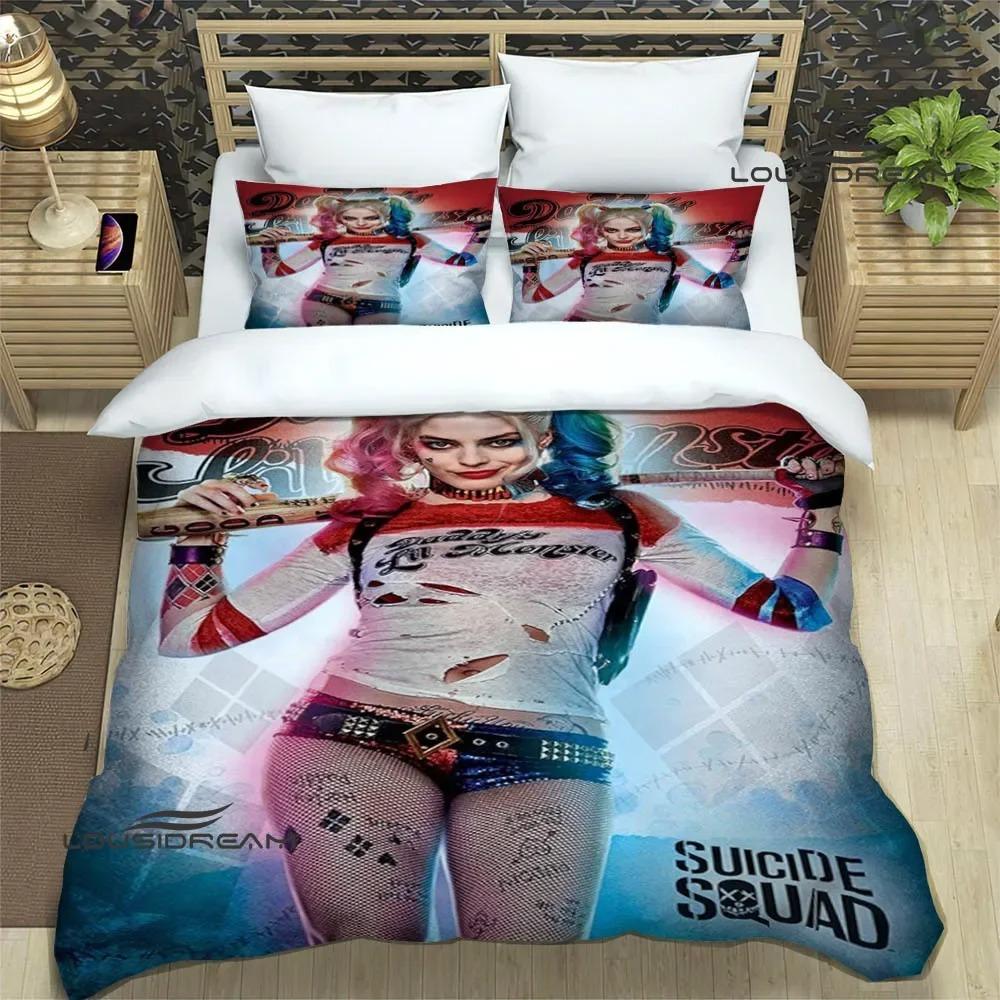 3D Retro H-Harley-Q-Quinn Printed Bedding Sets Exquisite Bed Supplies Set Duvet Cover Bed Comforter Set Bedding Birthday Gift