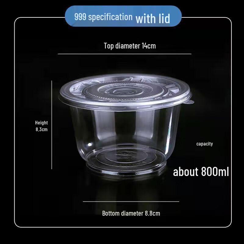 Yuduo Disposable Round Transparent Plastic Bowls with Lids