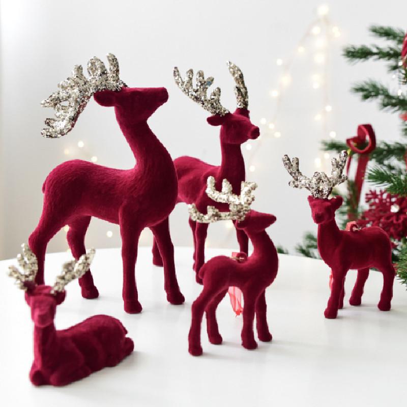 Tree Red Christmas Reindeer Decor Sparkling Figurines Holiday Hanging Ornament