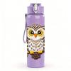 1PC Brown White Forest Owl Bust 750ml Color Plastic Water Bottle Leakproof Flip Straw Lid For Sports Office Home Use
