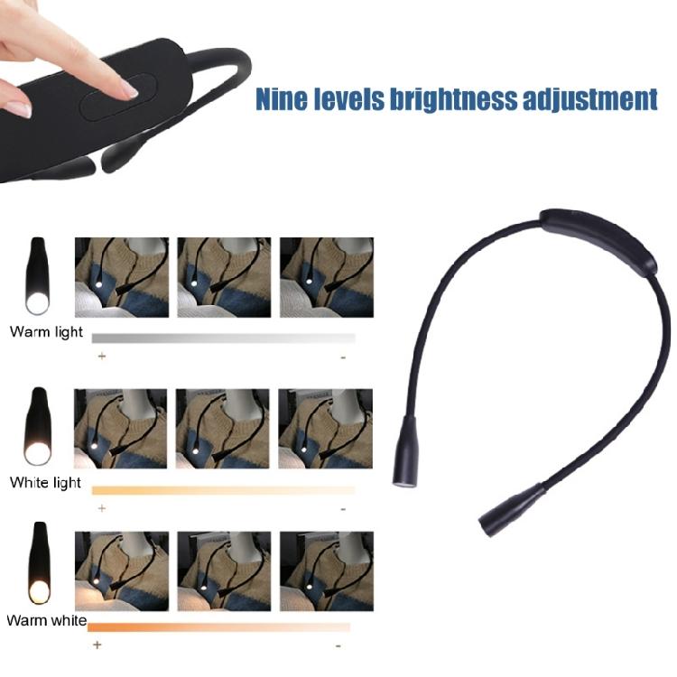 Flexible Neck Reading Light With 3 Levels Brightness, Handsfree LED Neck Reading Light Suitable For Readers & Hobbyists