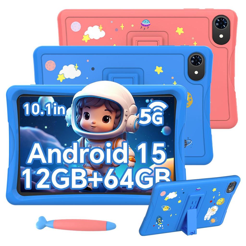 VekfulPC K10 10.1 Inch Kids Tablet Android 15 ,4GB RAM 64GB ROM,Large Display Widevide L1,Octa-core RK3562, 5000mAh,5G WiFi