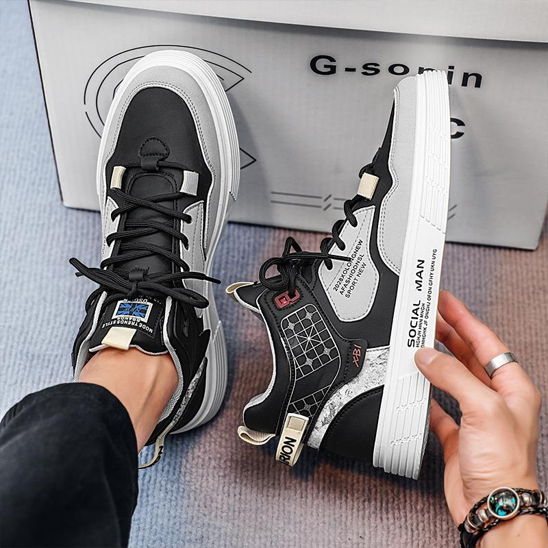 Fashion Men's Casual Shoes Skateboarding Shoes Lightweight high top Men Shoes Flat Lace-Up Sneakers Male Business Travel