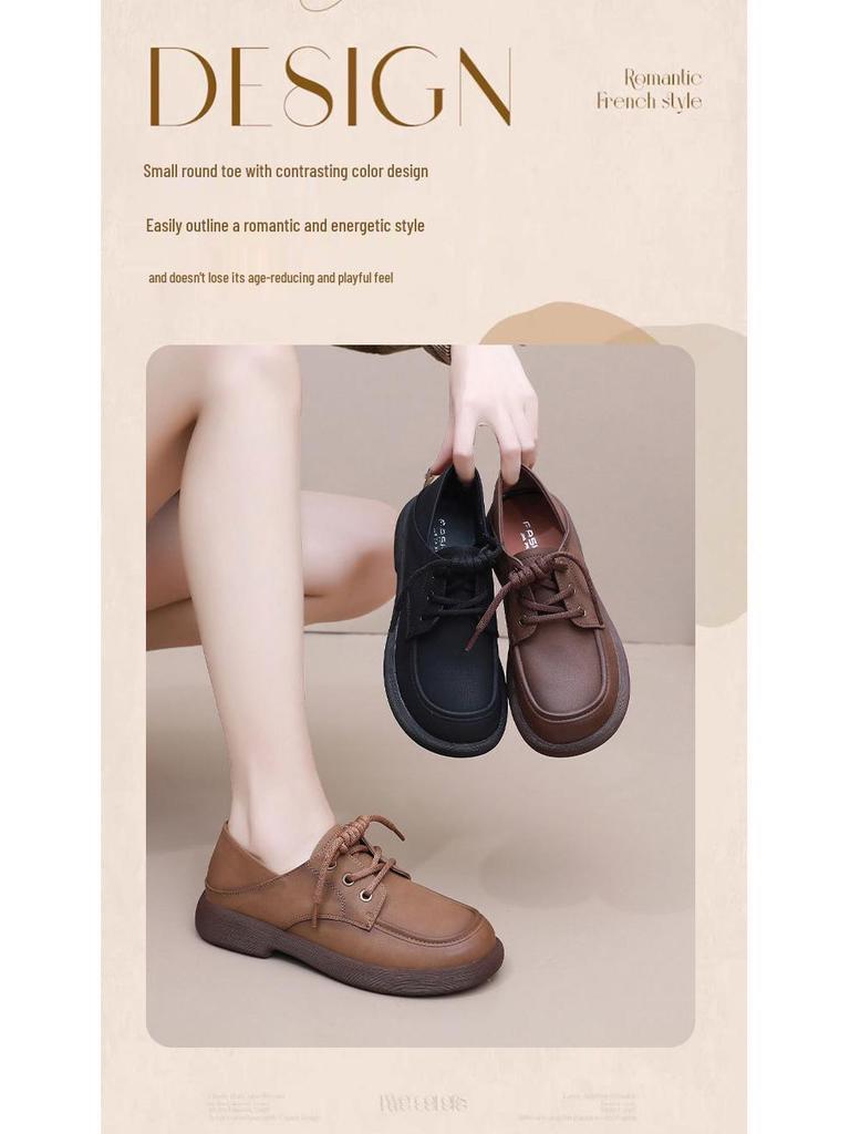 Genuine Leather Non-Slip Soft Sole Loafers for Middle-Aged & Elderly Women - Casual Spring & Autumn Style