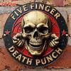 Hochauflösendes Metallblechschild Five Finger Death Punch Totenkopf Vintage Runde Wandkunst Dekoration für Rockmusik-Fans Bar und Man Cave D