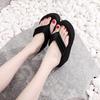 Korean Style Women's High Heel Summer Flip-Flops and Slippers with Thick Soles for Outdoor and Beach Wear