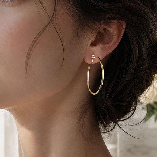 1 pár klipových kruhových náušnic pro ženy, Velký masivní kruhový klipový náušník, Minimalistické spirálové klipsy bez propíchnutí uší