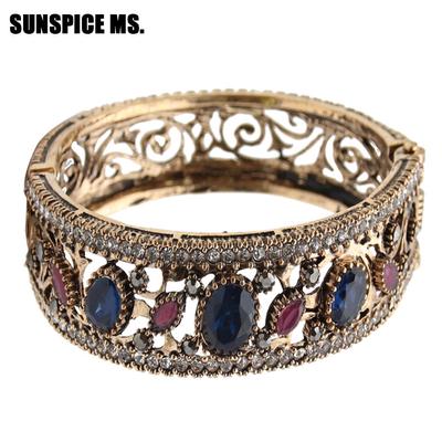Bracelets turcs fleur couleur or Antique
