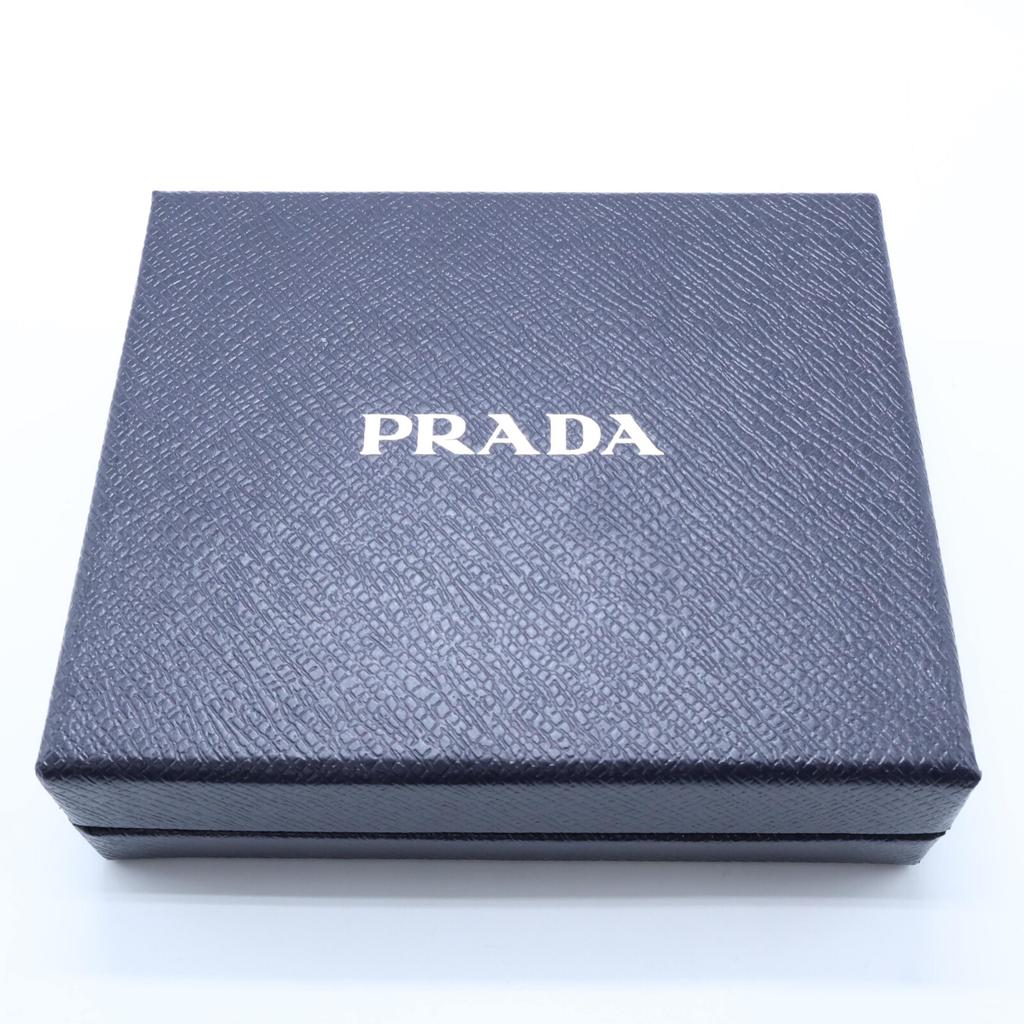 PRADA 2M0738 Saffiano Martic Leather Bifold Wallet with Coin Pocket blackUsed