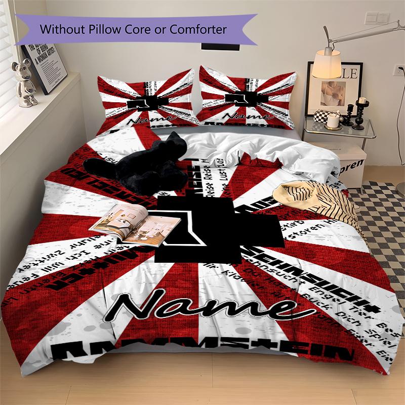 Custom Textile Rammstein Metal Bedding 3 Piece Set HD Print Duvet Cover Pillowcases for Teens Adult Bedroom Decoration