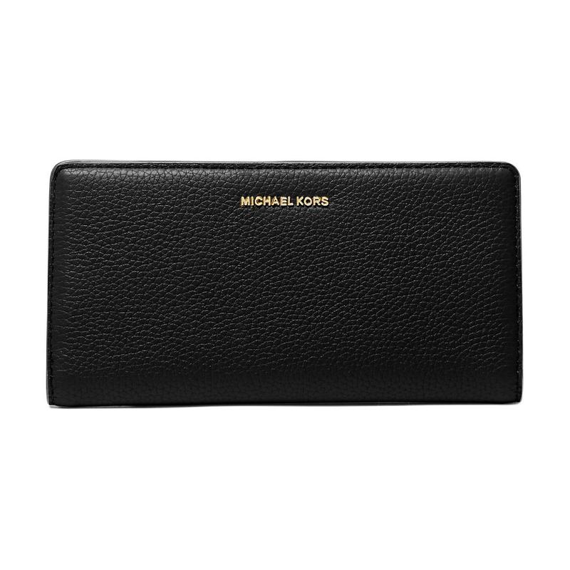 MICHAEL KORS Bryant Letter Logo Snap Design Pebbled Leather Wallet Large Women s Black чёрный